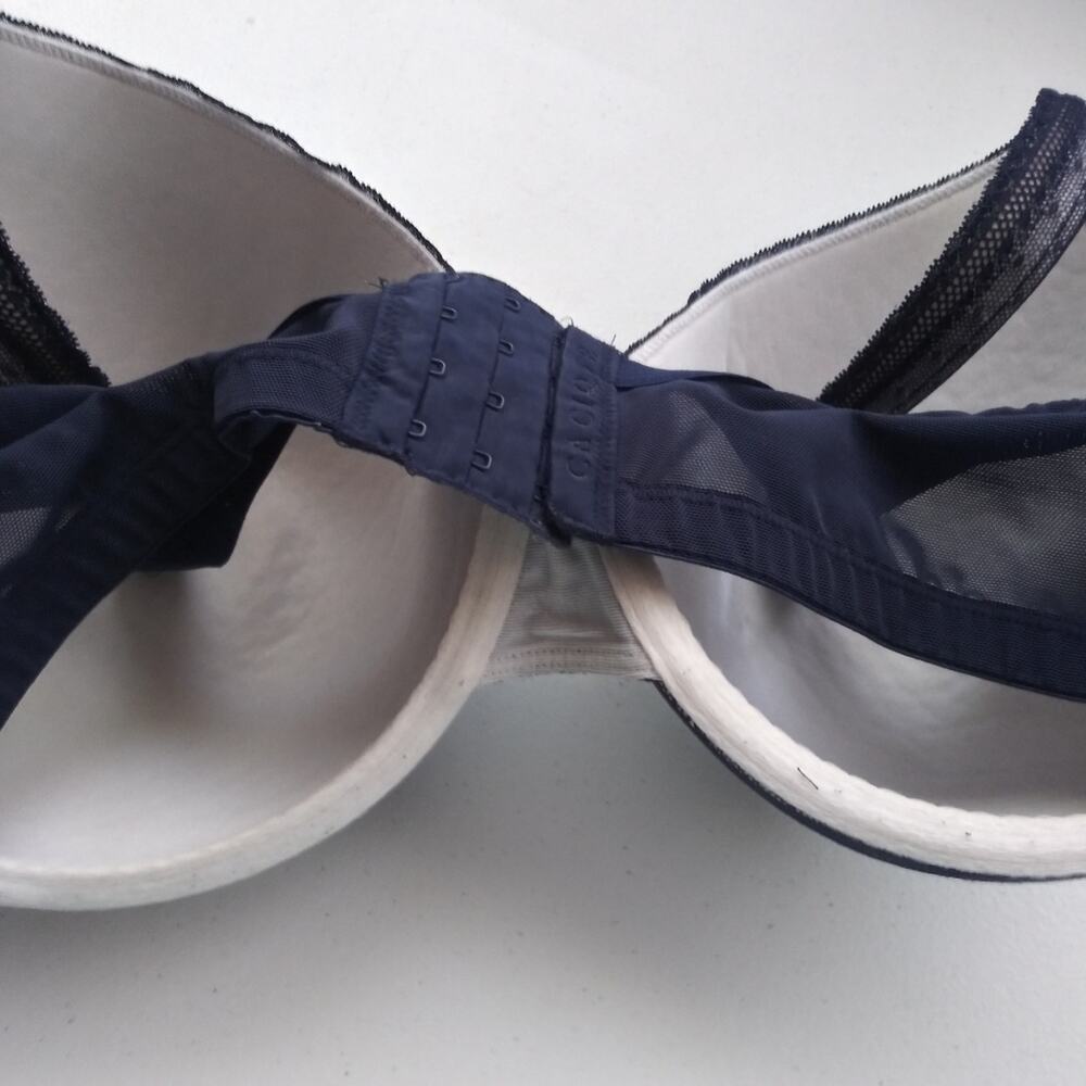 Cacique Full Coverage Lightly Lined Bra Women  Navy Blue Lace Size 40 DDD - Picture 9 of 10